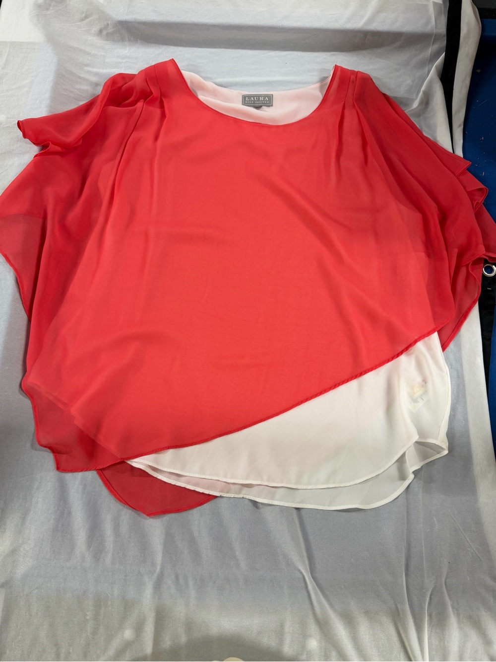 Laura plus petites coral/white short sleeve blouse